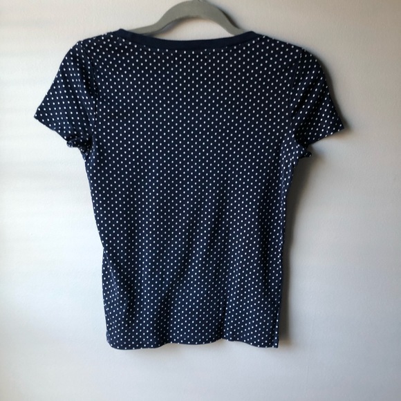 Ralph Lauren navy blue polkadot top - Picture 2 of 3